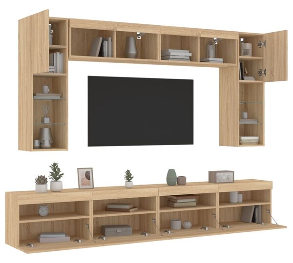 8dílná obývací stěna s LED osvětlením dub sonoma 3216766