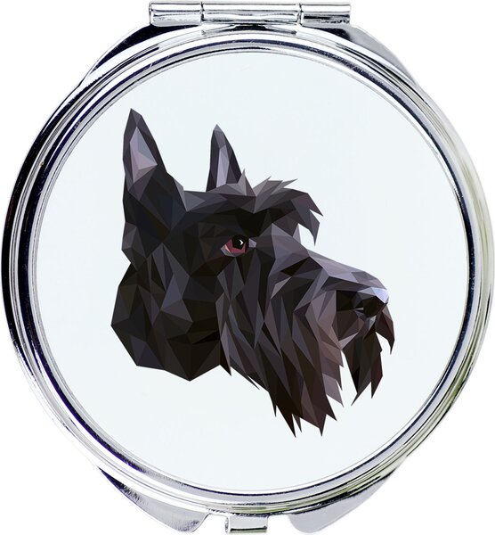 Skotský teriér, Scottish terrier – Zrcadlo od značky Art-Dog s fotografií a geometrickým vzorem
