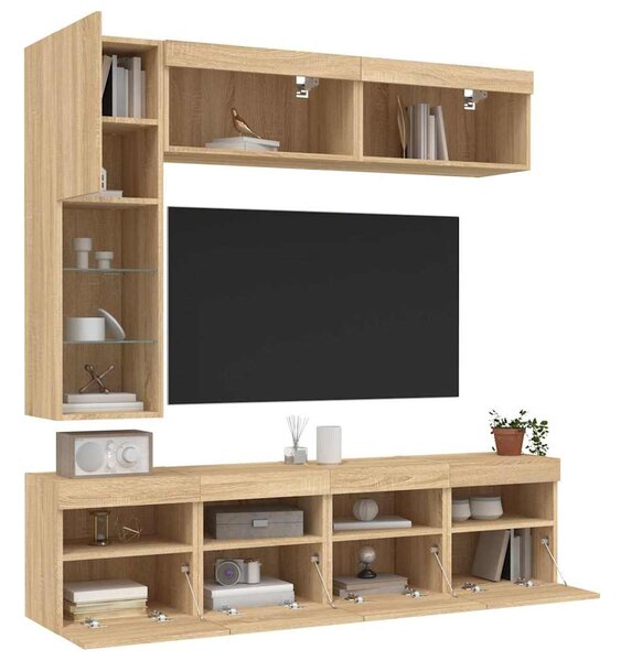 7dílná obývací stěna s LED osvětlením dub sonoma 3216759