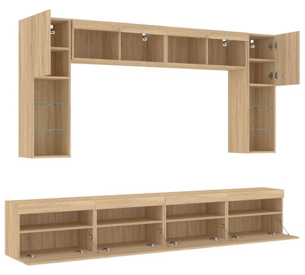 8dílná obývací stěna s LED osvětlením dub sonoma 3216766
