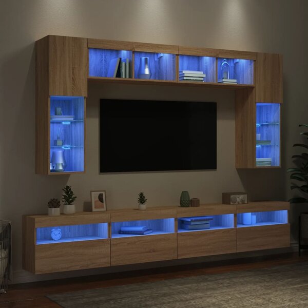 8dílná obývací stěna s LED osvětlením dub sonoma 3216766