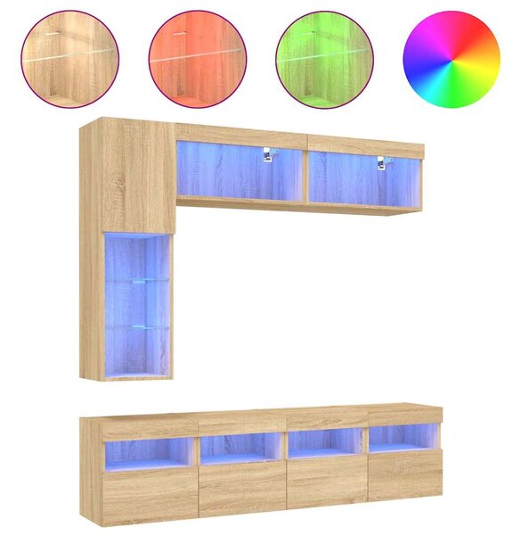 7dílná obývací stěna s LED osvětlením dub sonoma 3216759