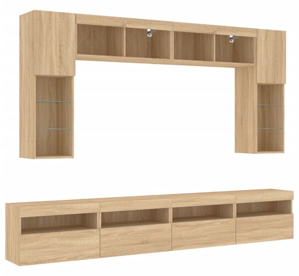 8dílná obývací stěna s LED osvětlením dub sonoma 3216766
