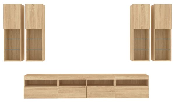 7dílná obývací stěna s LED osvětlením dub sonoma 3216773