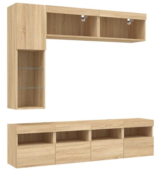 7dílná obývací stěna s LED osvětlením dub sonoma 3216759