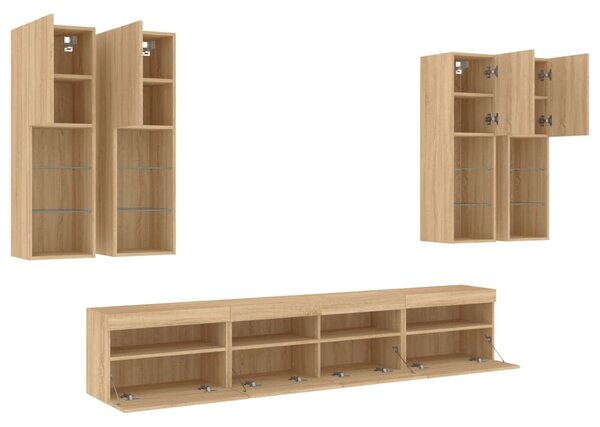 7dílná obývací stěna s LED osvětlením dub sonoma 3216773