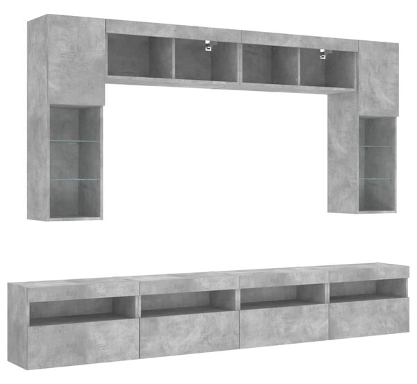8dílná obývací stěna s LED osvětlením betonově šedá 3216767