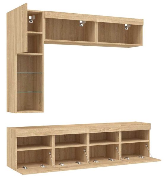 7dílná obývací stěna s LED osvětlením dub sonoma 3216759