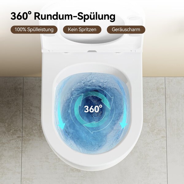 Závěsné WC HOROW bezokrajové – mísa s dvouotvorovým splachováním Superspin včetně víka s funkcí Softclose – 525 x 358 x 360 mm