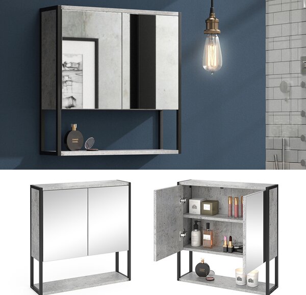 Koupelnová zrcadlová skříňka Vicco Fyrk Beton 60 x 60.6 cm, Model 33978