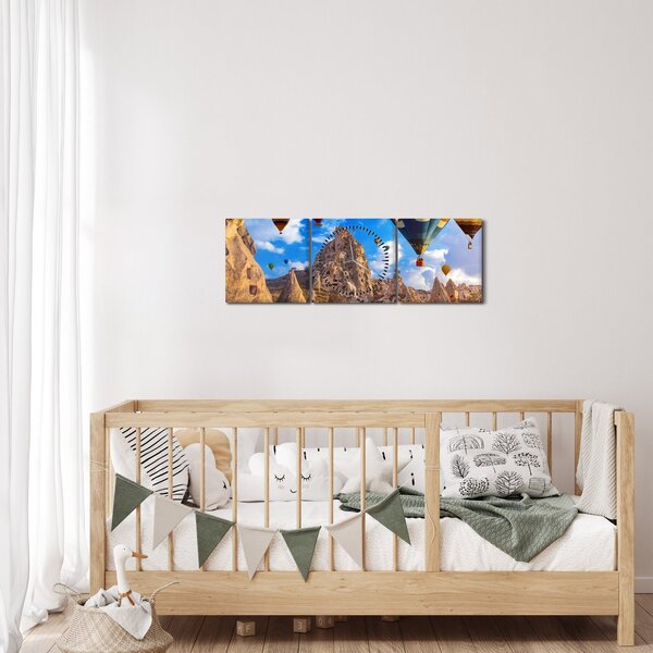 Obraz - Horkovzdušné balóny, Cappadocia, Turkey. (s hodinami) (90x30 cm)