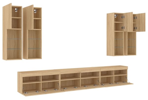 7dílná obývací stěna s LED osvětlením dub sonoma 3216780