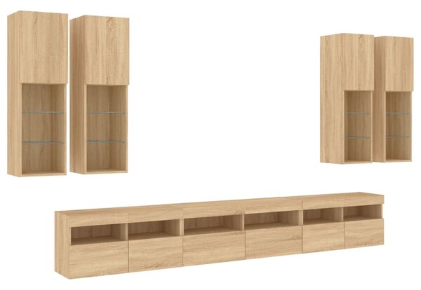 7dílná obývací stěna s LED osvětlením dub sonoma 3216780