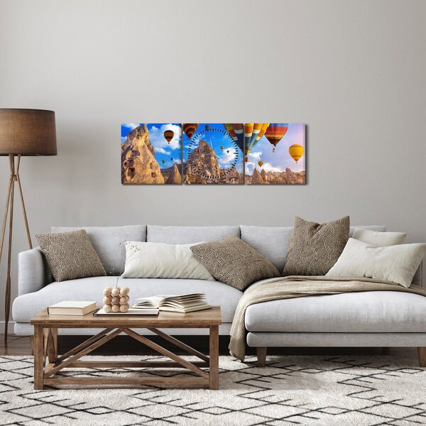 Obraz - Horkovzdušné balóny, Cappadocia, Turkey. (s hodinami) (90x30 cm)