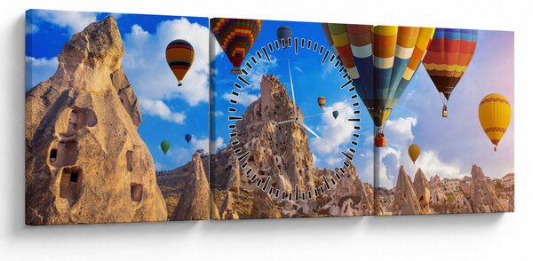 Obraz - Horkovzdušné balóny, Cappadocia, Turkey. (s hodinami) (90x30 cm)