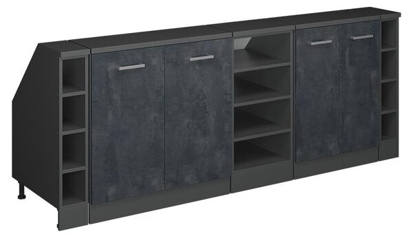 Kuchyňská skříňka pod šikmou střechu Vicco R-Line Černý beton 210 cm Sada 5 korpusů skříně hloubka 60 cm, Model 60259