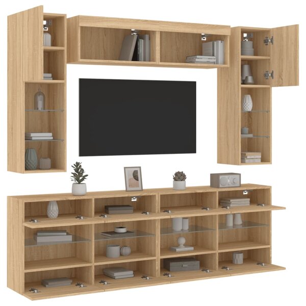 6dílná obývací stěna s LED osvětlením dub sonoma 3216799