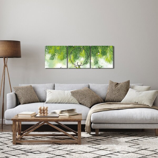 Obraz - Jeleni v lese (s hodinami) (90x30 cm)