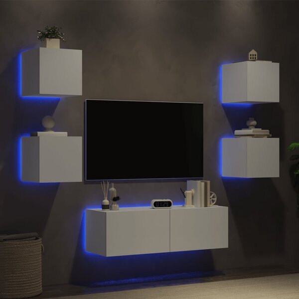 5dílná obývací stěna s LED osvětlením bílá 3216860