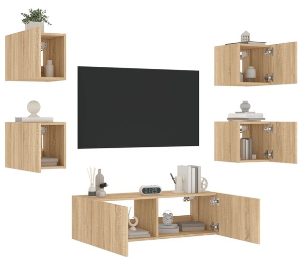 5dílná obývací stěna s LED osvětlením dub sonoma 3216862