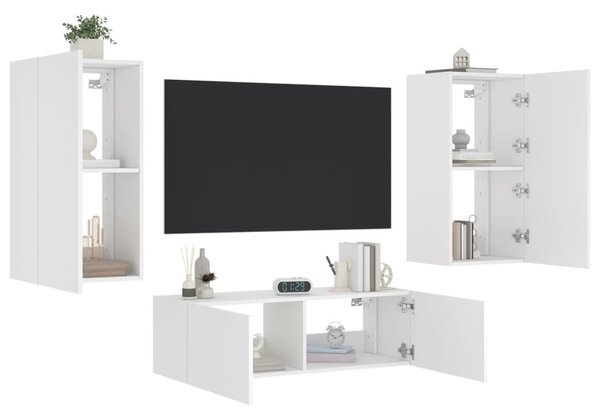 3dílná obývací stěna s LED osvětlením bílá 3216874