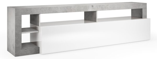 TV stolek HAMBURG (Bílá lesk + Beton)