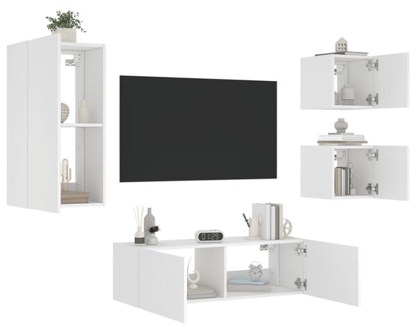 4dílná obývací stěna s LED osvětlením bílá 3216881