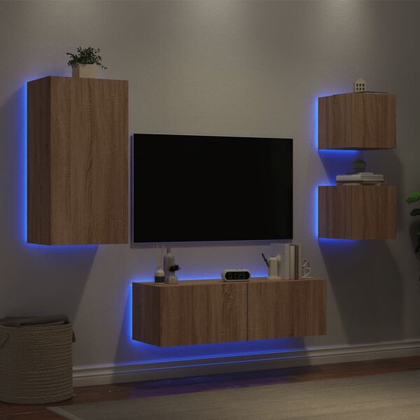 4dílná obývací stěna s LED osvětlením dub sonoma 3216883