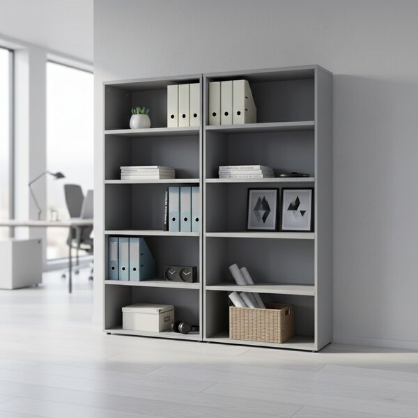 Vysoká skříň SimpleOffice 80 x 40 x 180 cm, šedá