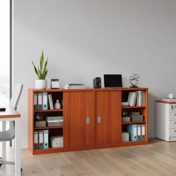 Nízká skříň SimpleOffice 80 x 40 x 80 cm, třešeň