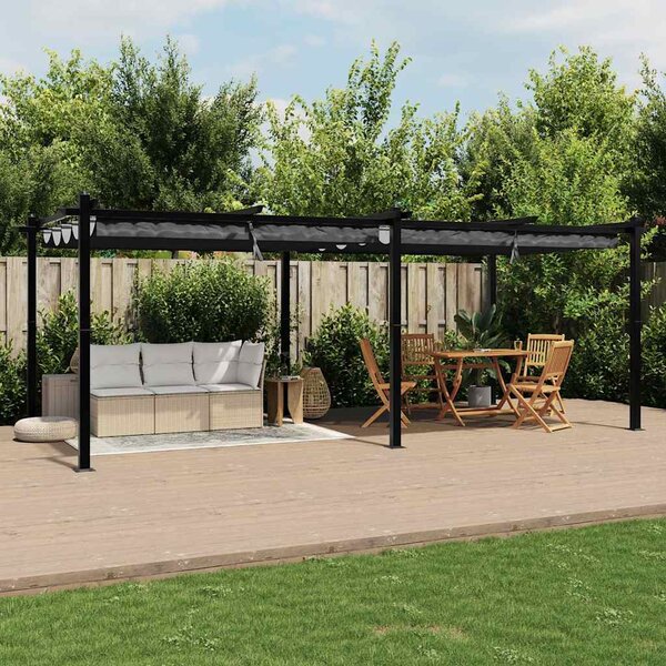 Zahradní altán se zatahovací střechou antracitový 3 x 6 hliník 3217062