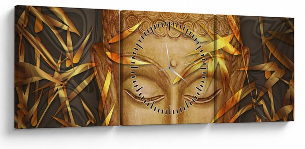 Obraz - Zlatý Buddha (s hodinami) (90x30 cm)