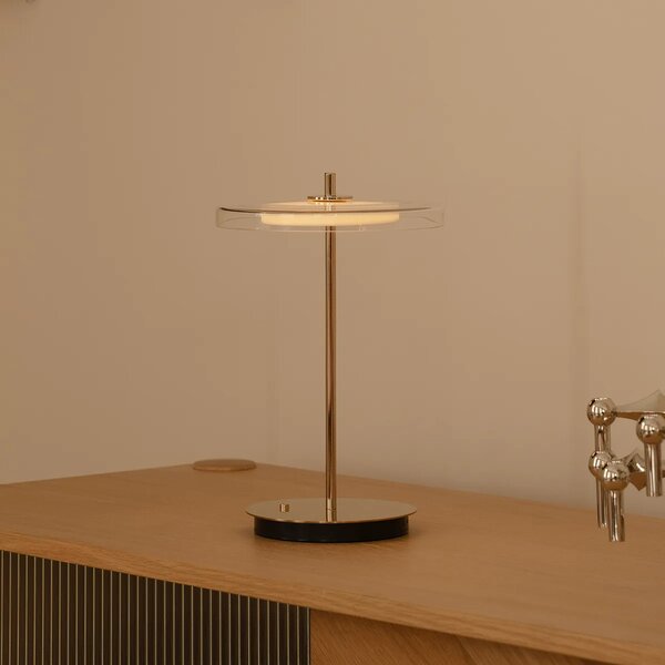 Umage Přenosná LED stolní lampa ASTERIA Glass, v. 30,6 cm, 2600K 4-krokové stmívání Barva: Mosaz