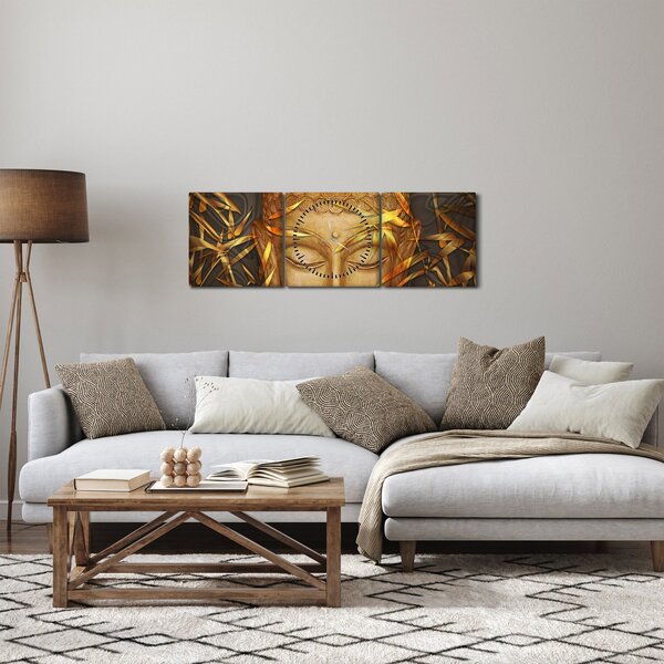 Obraz - Zlatý Buddha (s hodinami) (90x30 cm)