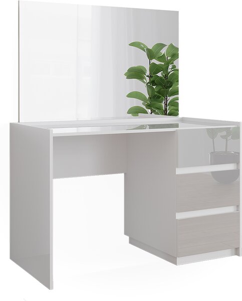 Toaletní stolek Vicco Marla Bílá vysoký lesk 120 cm se 3 zásuvkami a zrcadlem, Model 51985