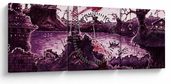 Obraz - Očarovaná vesnice (s hodinami) (90x30 cm)