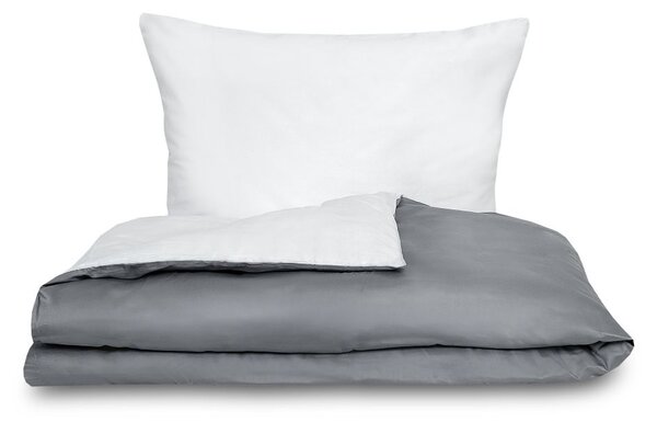 Kvalitex Saténové povlečení LUXURY COLLECTION tmavě šedé / bílé 1x 140/200, 1x 70/90cm