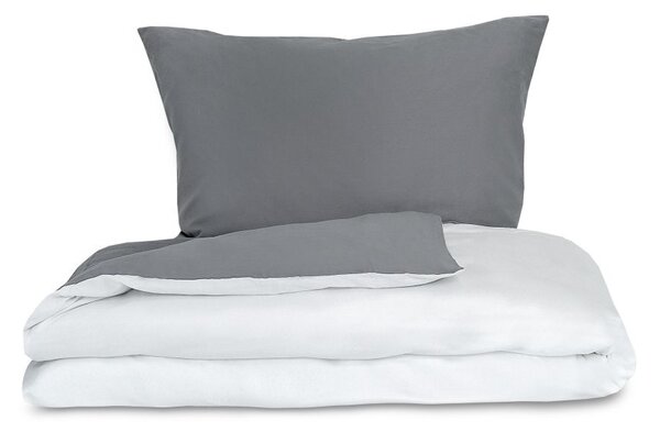 Kvalitex Saténové povlečení LUXURY COLLECTION tmavě šedé / bílé 1x 140/200, 1x 70/90cm