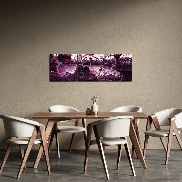 Obraz - Očarovaná vesnice (s hodinami) (90x30 cm)