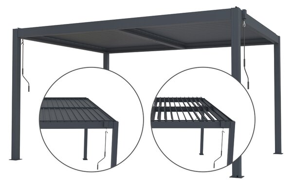Bioklimatická pergola G21 Austin 4x3 m, antracitová hliníková
