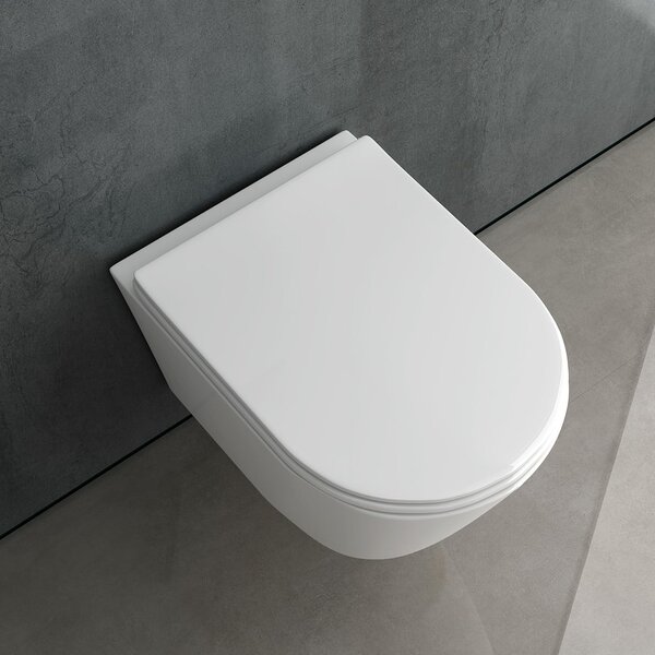 Závěsné WC bez splachovacího okraje - Kompletní set - Toaleta se Softclose - Duroplastové WC sedátko