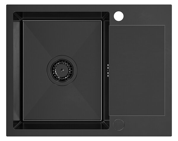 Kuchyňský nerezový dřez QUADRON LUKE 116 černý metalický + BATERIE 60x48x20 cm
