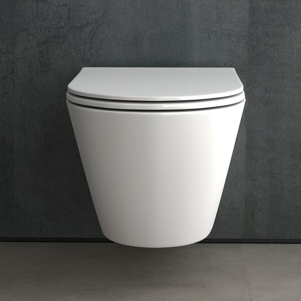 Závěsné WC bez splachovacího okraje - Kompletní set - Toaleta se Softclose - Duroplastové WC sedátko