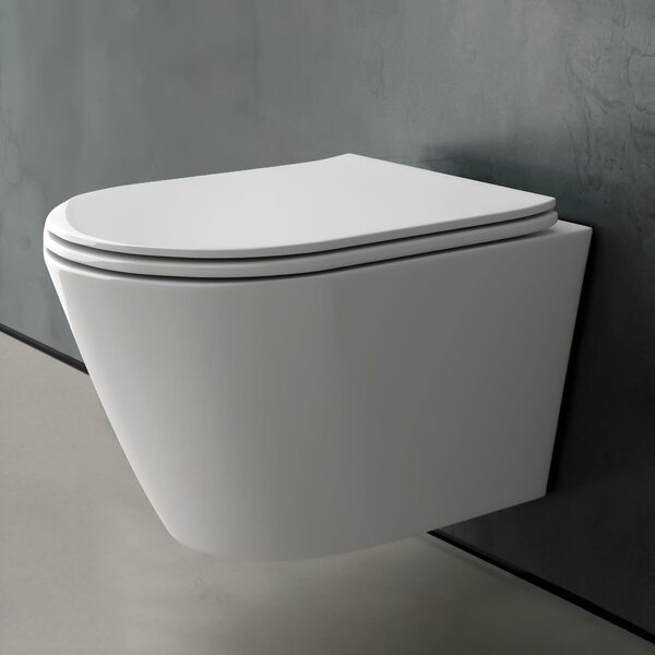 Závěsné WC bez splachovacího okraje - Kompletní set - Toaleta se Softclose - Duroplastové WC sedátko