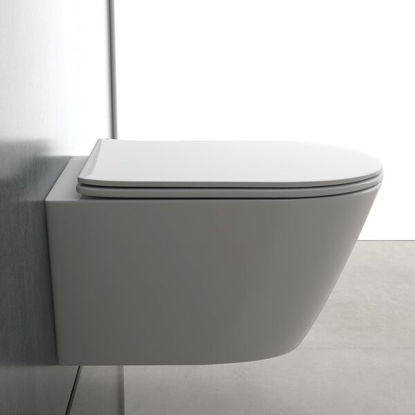 Závěsné WC bez splachovacího okraje - Kompletní set - Toaleta se Softclose - Duroplastové WC sedátko