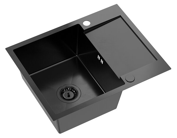 Kuchyňský nerezový dřez QUADRON LUKE 116 černý metalický + BATERIE 60x48x20 cm