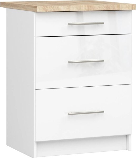 AKORD Furniture Factory KS0POLIBIABIAPOL3S007, Bílá, 16 mm, 3 zásuvka/zásuvek, 460 mm, 600 mm, 850 mm