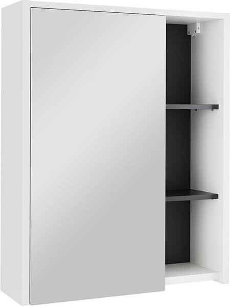 Skříňka se zrcadlem do koupelny Vicco Viola Bílá/šedá 60 x 75 cm s otevřenými policemi, Model 54856