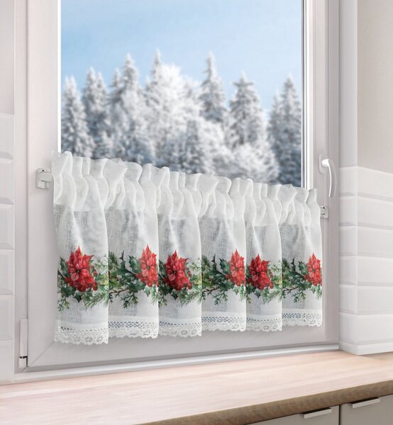 KRÁTKÁ VÁNOČNÍ ZÁCLONA NA PÁSCE XMAS5 150X30 CM VZOROVANÁ