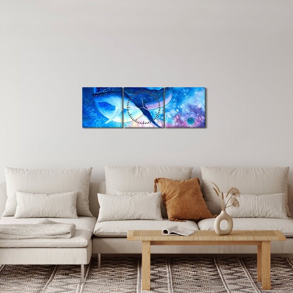 Obraz - Vesmírná velryba (s hodinami) (90x30 cm)